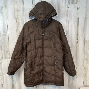 Women's Brown LL Bean‎ Long Puffer Parka Jacket - Size M
